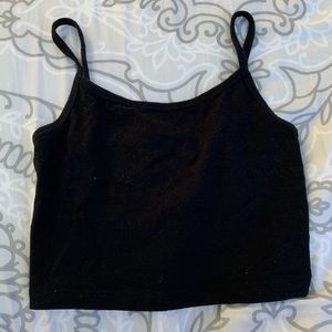 cropped black tank top